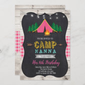 Girl camp birthday invitation (Front/Back)