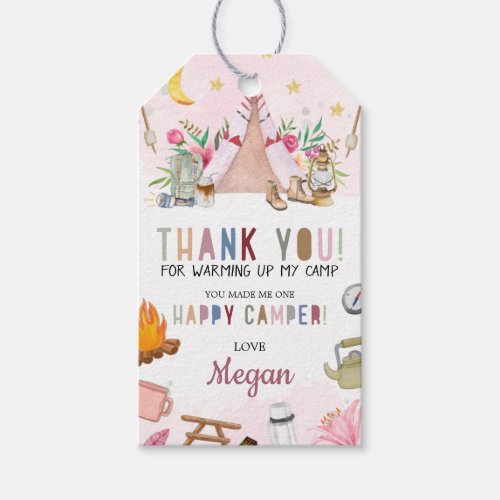 Girl Camp Party Favor Tag Camp Out Birthday