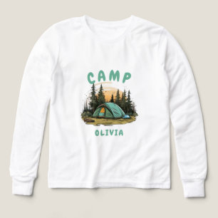 Girl Camping T-Shirt Personalized Camp T-Shirt Tri-Blend Shirts
