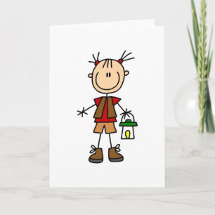 Girl Camping With Lantern Card