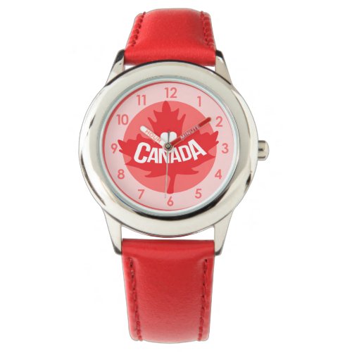 Girl Canada leaf heart wrist watch