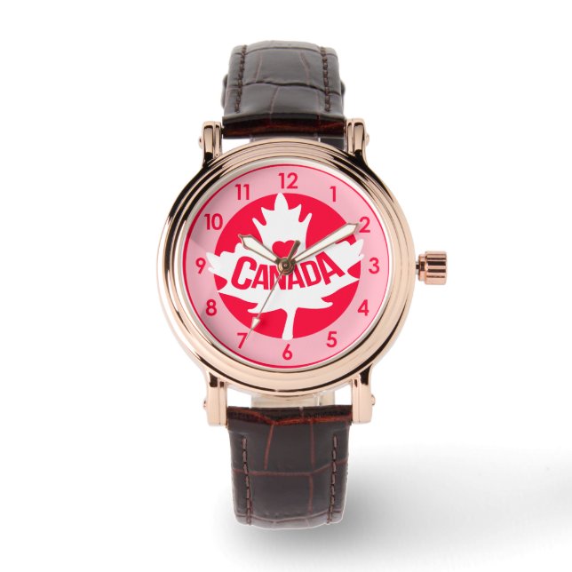 Girl Canada leaf heart wrist watch (Front)
