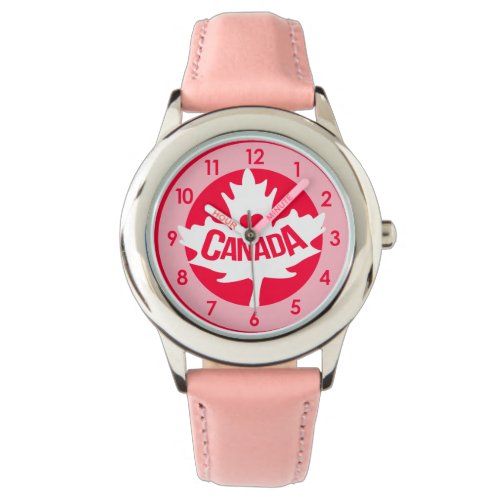 Girl Canada leaf heart wrist watch