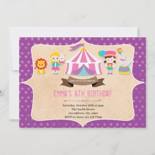 Girl Carnival Birthday Party Invitation