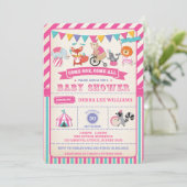 Girl Carnival Circus Animals Baby Shower Invite (Standing Front)