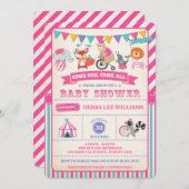 Girl Carnival Circus Animals Baby Shower Invite (Front/Back)