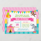 Girl Carnival Circus Birthday Party Invitations (Front/Back)