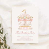 Girl Carousel Fairytale Bows Pink Birthday Party