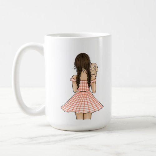 Girl Carrying Pet Bunny with Custom Name Coffee Mug