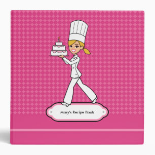 Girl Cartoon Baking Cake Recipe Binder