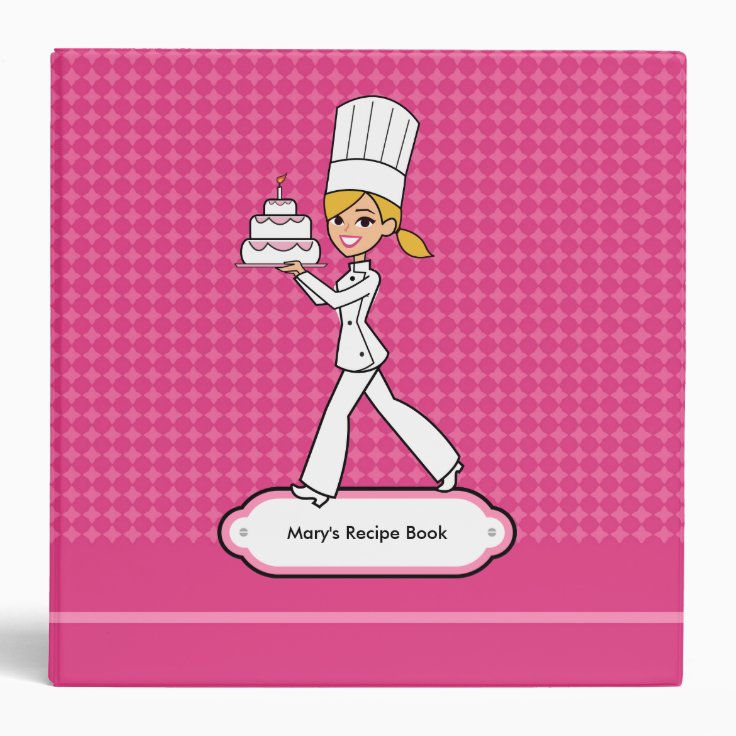 Girl Cartoon Baking Cake Recipe Binder Zazzle