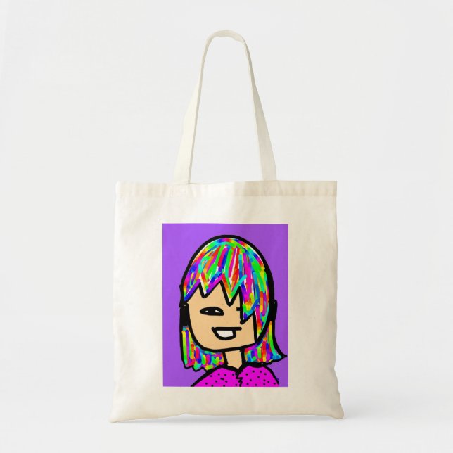 girl cartoon face tote bag (Front)
