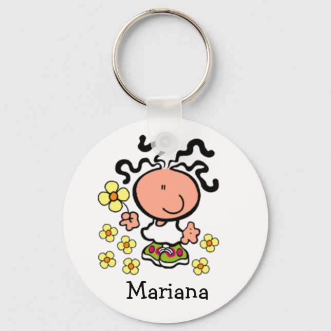 Girl cartoon name Keychain (Front)