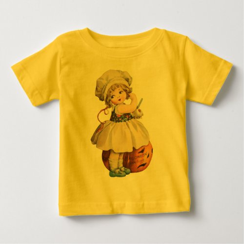 Girl Carving Apple Halloween Baby Shirt