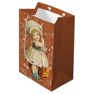 Girl Carving Apple Halloween Medium Gift Bag