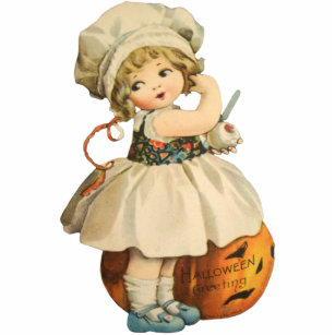 Girl Carving Apple Halloween Ornament