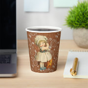 Girl Carving Apple Halloween Paper Cups