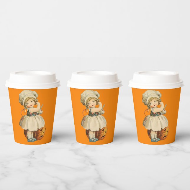 Girl Carving Apple Halloween Paper Cups (Multi)