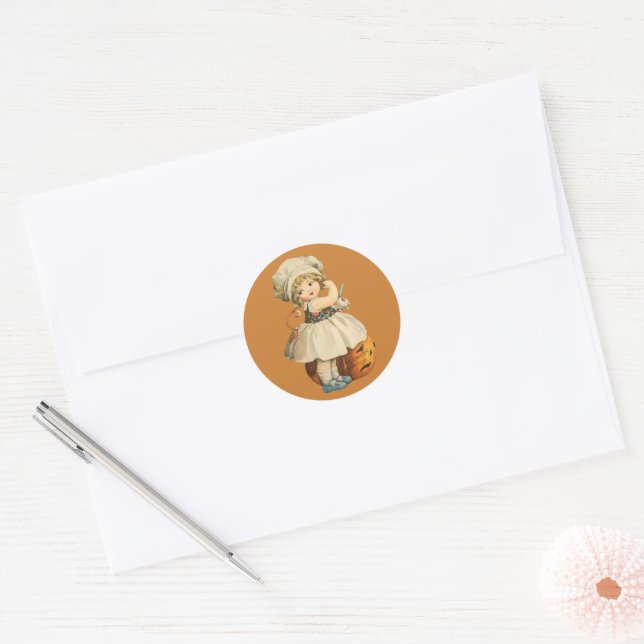 Girl Carving Apple Halloween Stickers (Envelope)