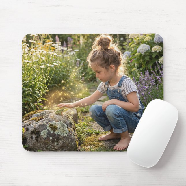 Girl Casting a Spell on a Frog Mouse Pad (With Mouse)