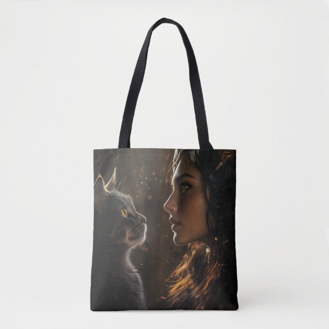 Girl & Cat Powa Tote Bag (Front)
