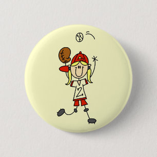 Girl Catching Baseball T-shirts and Gifts Pinback Button