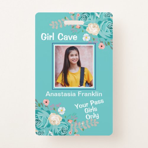 Girl Cave Fun Child Pass Photo Personalize ID  Badge