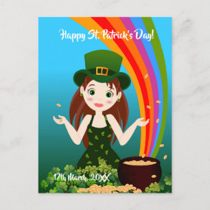 Girl celebrates her birthday on Saint Patrick's Postcard