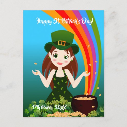 Girl celebrates her birthday on Saint Patricks Postcard