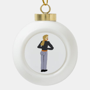 girl   ceramic ball christmas ornament