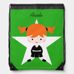 Girl Cheerleader Black Uniform Drawstring Bag
