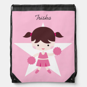Girl Cheerleader Pink Uniform Drawstring Bag