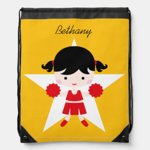 Girl Cheerleader Red Uniform Drawstring Bag