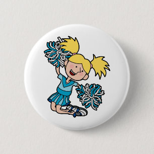 girl cheerleading jumping in the air pinback button