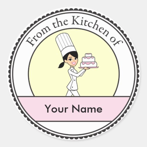 Girl Chef Print Classic Round Sticker