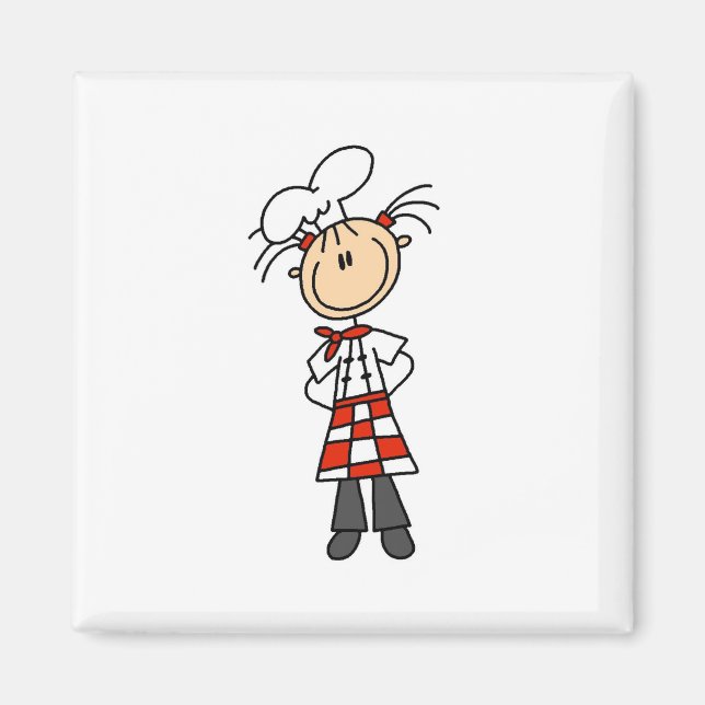 Girl Chef Stick Figure Magnets (Front)