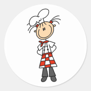 Girl Chef Stick Figure Stickers