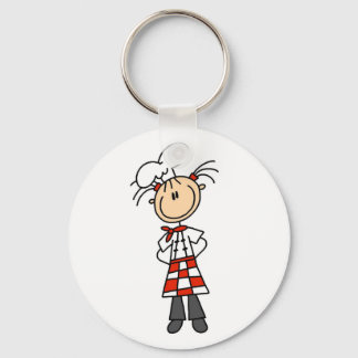Girl Chef Stick Figure Tshirts and Gifts Keychain