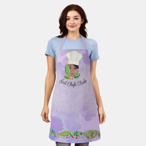 Girl chefs rule African American woman kitchen Apron