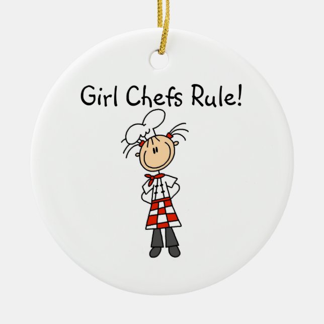 Girl Chefs Rule Ceramic Ornament (Front)