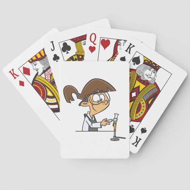 Girl Chemist Conducting Science Experiment Poker Cards (Back)