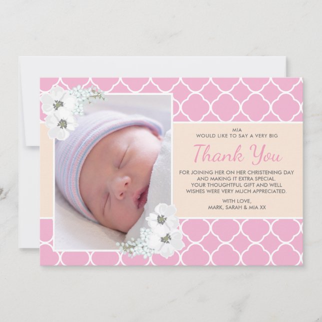 Girl Christening/Baptism Thank You Card (Front)