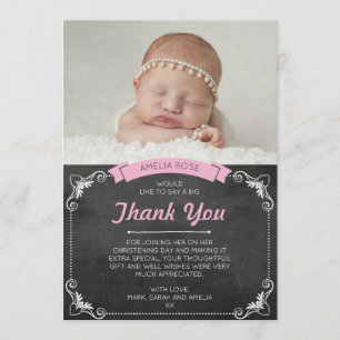 Girl Christening/Baptism Thank You Card