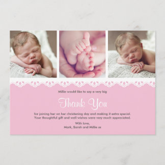 Girl Christening/Baptism Thank You Card