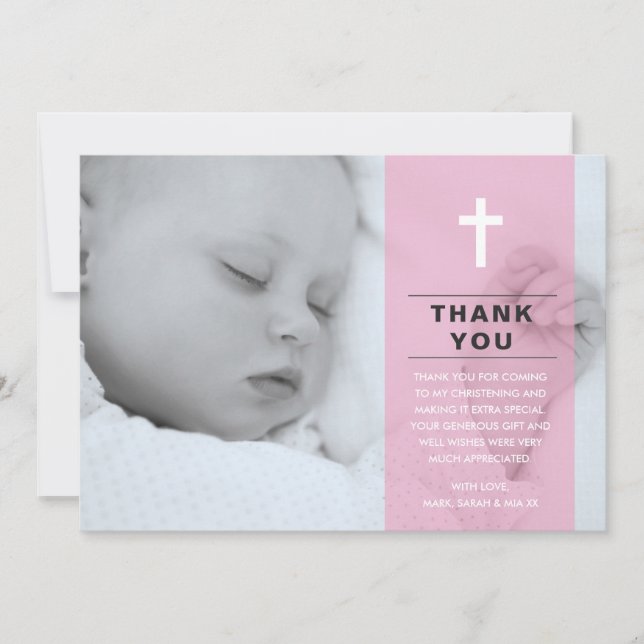 Girl Christening/Baptism Thank You Card (Front)
