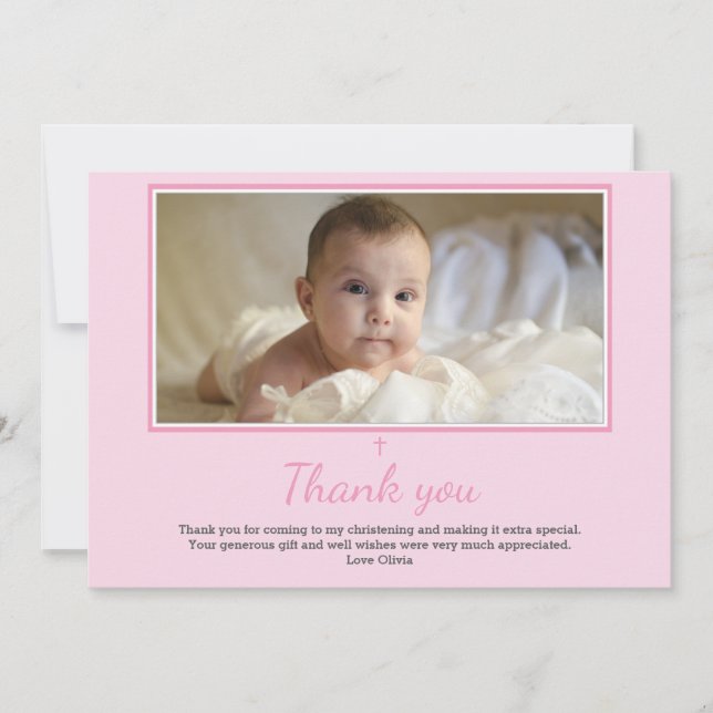 Girl Christening/Baptism Thank You Card (Front)