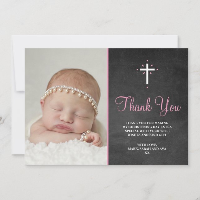 Girl Christening/Baptism Thank You Card (Front)