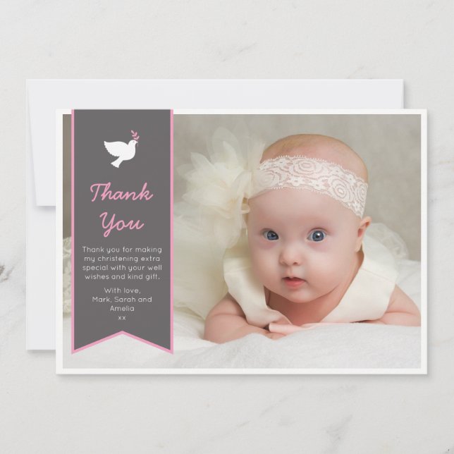Girl Christening/Baptism Thank You Card (Front)
