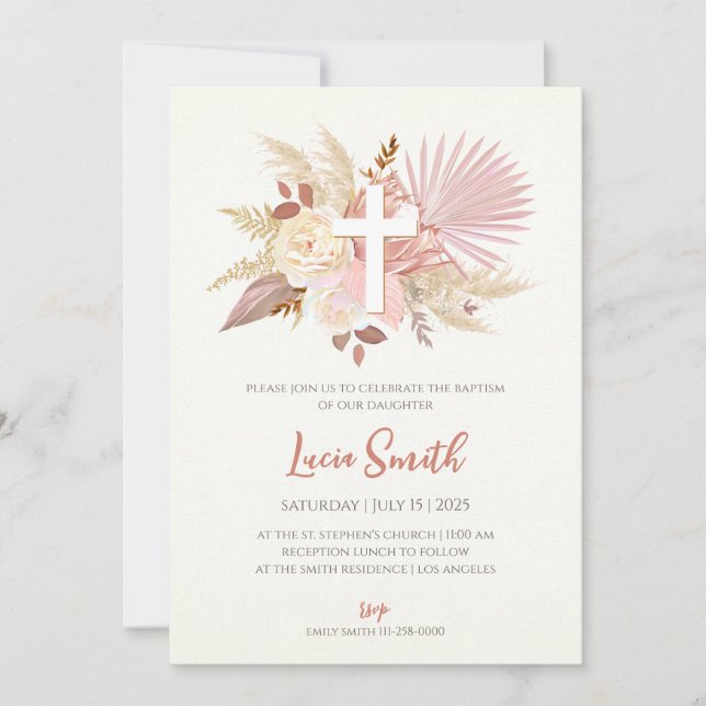 Girl Christening invitations as Baptismal invites (Front)