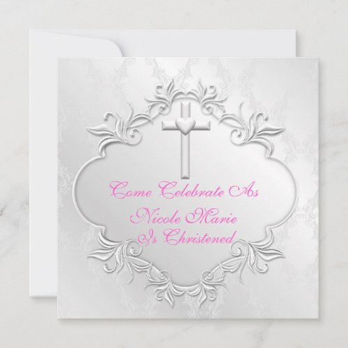 GIRL CHRISTENING Invitations Elegant Design